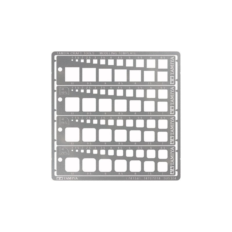 Tamiya 74156 Modeling Template Square 1-10 mm