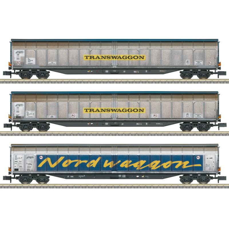 Minitrix T18297 "Transwaggon" Sliding Wall Boxcar Set
