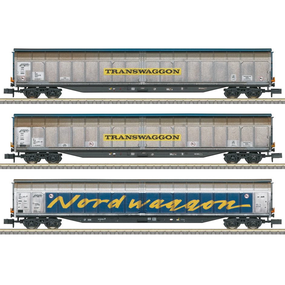 Minitrix T18297 "Transwaggon" Sliding Wall Boxcar Set