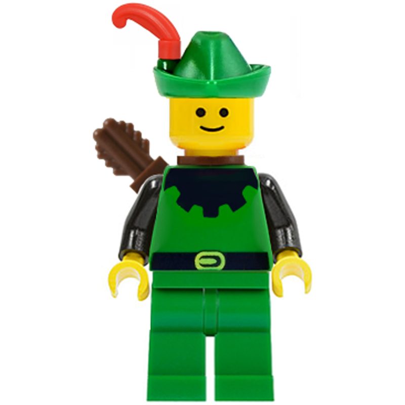 Forestman - Black, Green Hat, Red Feather, Quiver