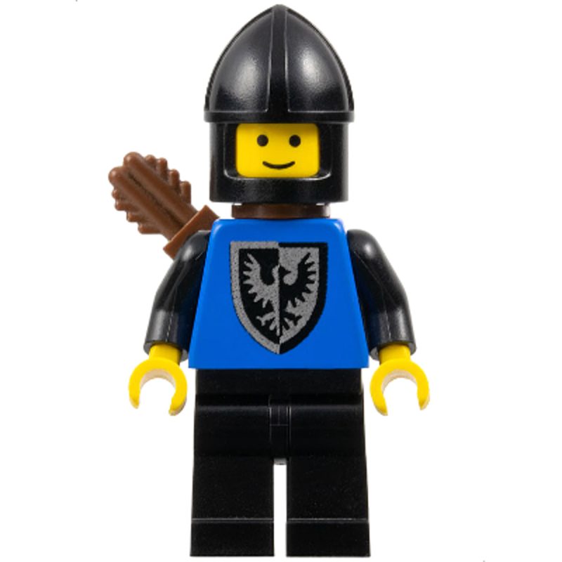 Black Falcon – Black LEGO Minifigure Legs, Black Chin-Guard, Shield Bottom Round, Quiver cas301