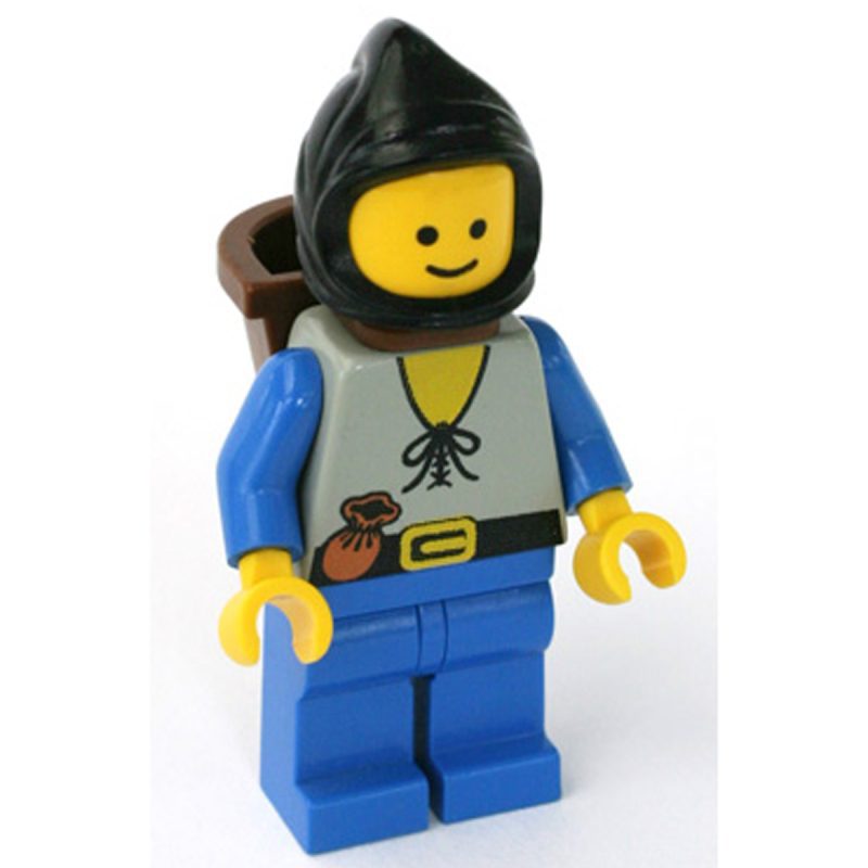 LEGO Minifigure Peasant – Blue Legs, Black Hood, D-Basket cas553