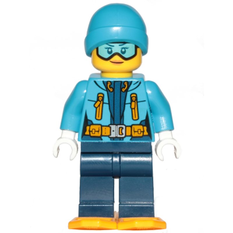 LEGO Minifigure Arctic Explorer – Female, Dark Blue Legs, Dark Azure Beanie, Medium Azure Ski Goggles (Without Snowshoes) cty0906