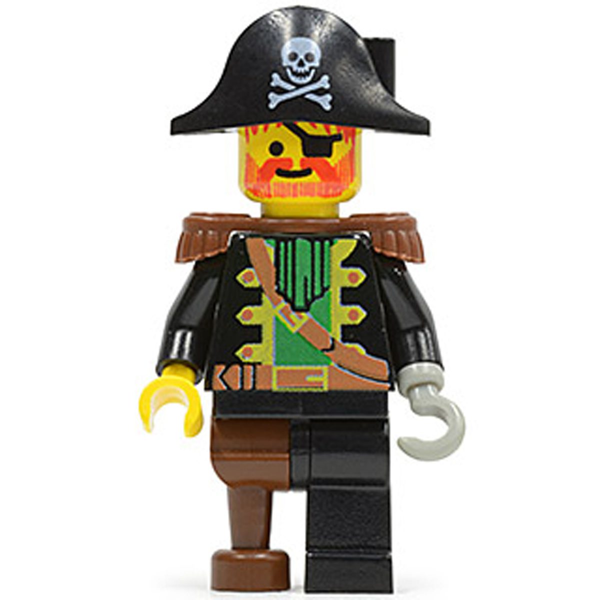 LEGO Minifigure Captain Red Beard (Captain Roger) – Brown Epaulettes, Pirate Hat with Skull and Crossbones pi055