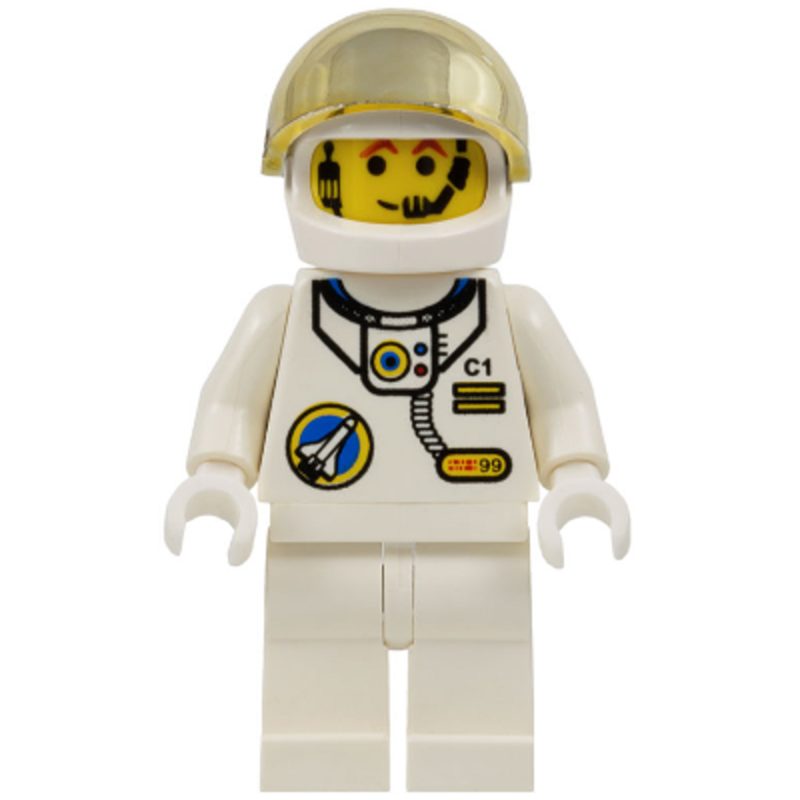 LEGO Minifigure Space Port – Astronaut C1, White Legs, White Helmet, Gold Large Visor spp016