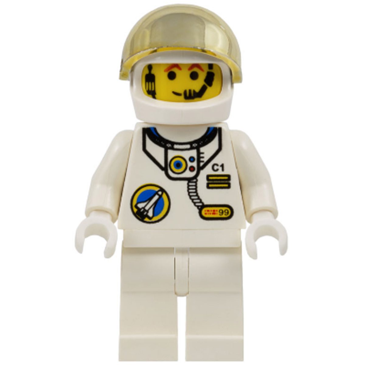 LEGO Minifigure Space Port – Astronaut C1, White Legs, White Helmet, Gold Large Visor spp016