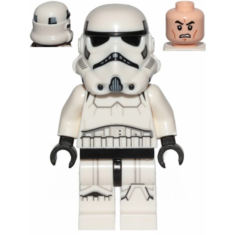 LEGO Minifigure Imperial Stormtrooper – Male, Dual Molded Helmet with Light Bluish Gray Panels on Back, Light Nougat Head, Scowl sw0997b
