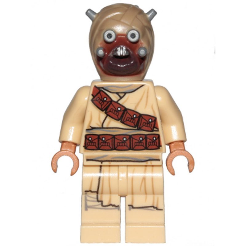 LEGO Minifigure Tusken Raider – Dark Tan Head with Spikes, Diagonal Belt, Printed Legs sw1074