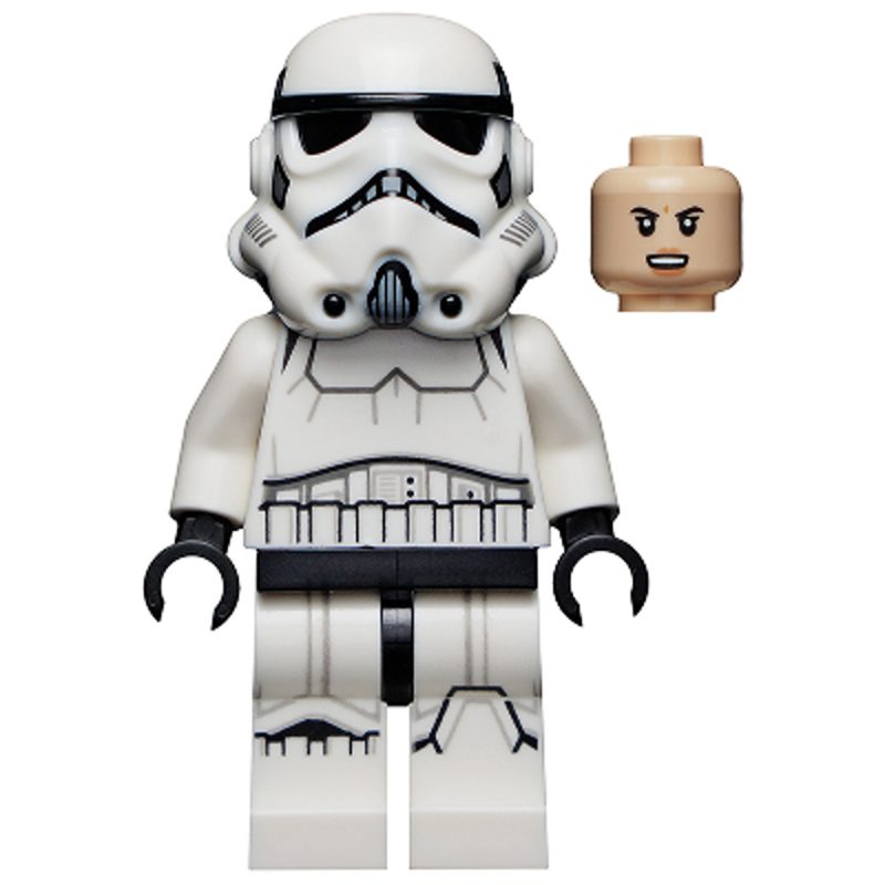LEGO Minifigure Imperial Stormtrooper – Female, Dual Molded Helmet with Light Bluish Gray Panels on Back, Light Nougat Head, Angry Smile sw1168