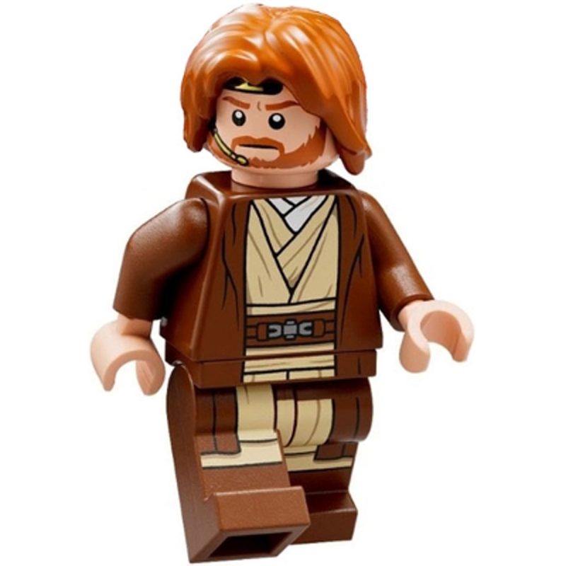 LEGO Minifigure Obi-Wan Kenobi – Reddish Brown Robe, Dark Orange Mid-Length Tousled with Center Part Hair sw1220