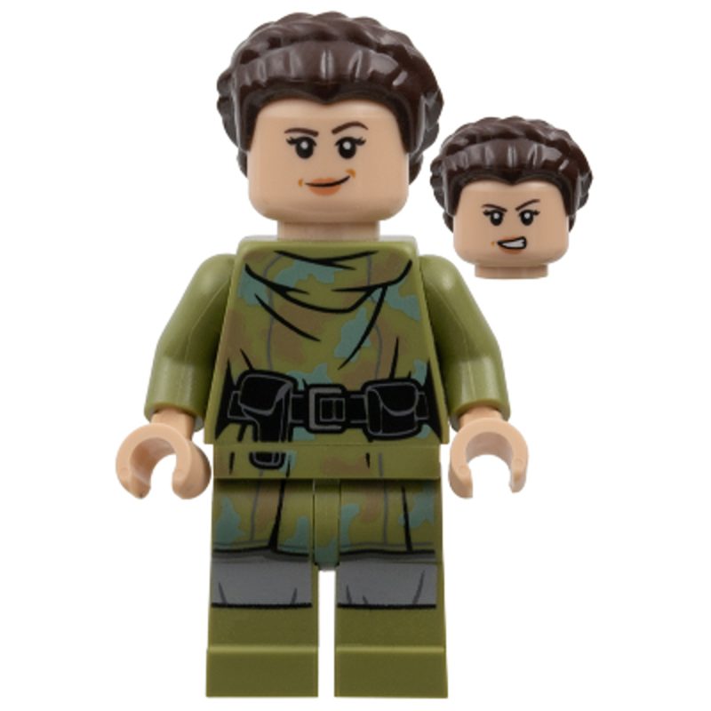 LEGO Minifigure Princess Leia – Olive Green Endor Outfit, Hair sw1296