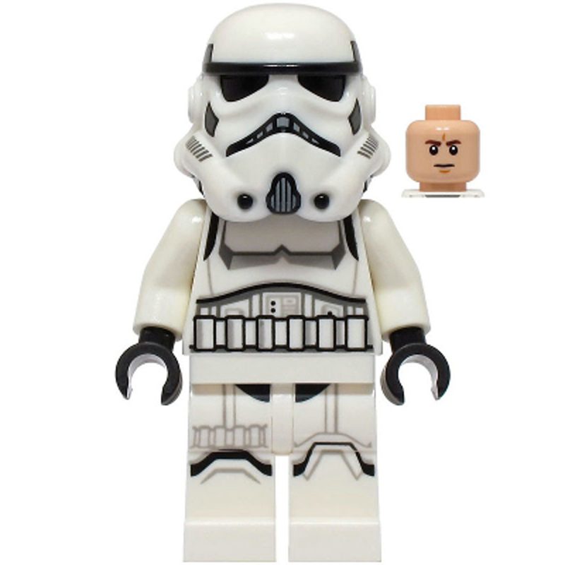 LEGO Minifigure Imperial Stormtrooper – Male, Dual Molded Helmet with Light Bluish Gray Panels on Back, Shoulder Belts, Light Nougat Head sw1327