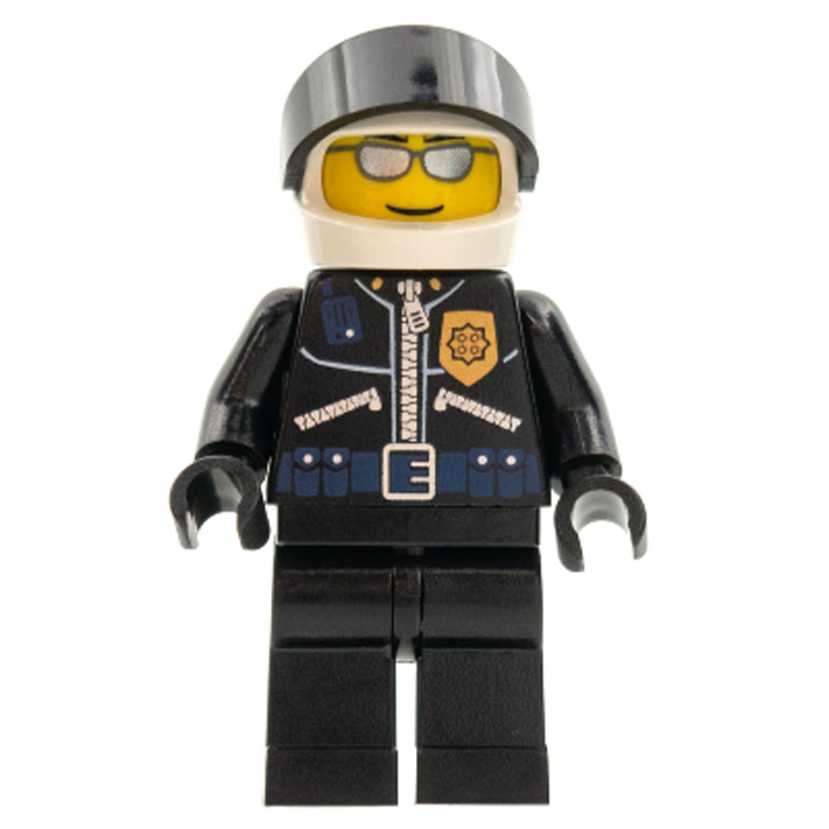 LEGO Minifigure Police – World City Helicopter Pilot, Black Jacket with Zipper and Badge wx008