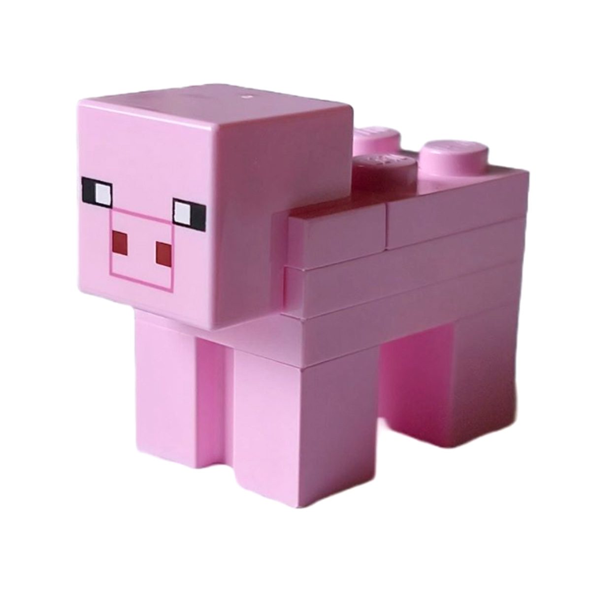 Minecraft Pig (2 x 2 Plate, Plain Snout with Dark Pink Outline) - Brick Built