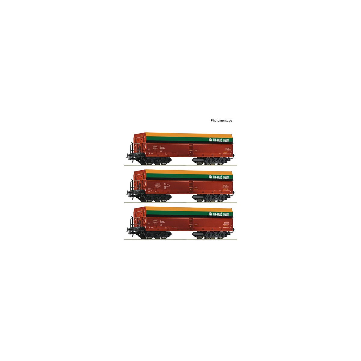 Roco 6600218 3 Piece Set: Self-unloading Hopper Wagons, PMT