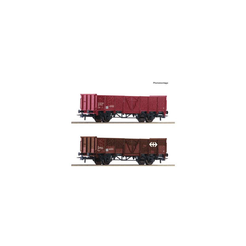 Roco 77034 2 Piece Set: Open Goods Wagons, SBB