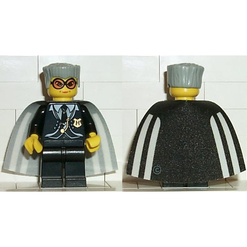 LEGO Minifigure hp021 Madam Rolanda Hooch – Black Outfit, Yellow Head, Cape with White Stripes