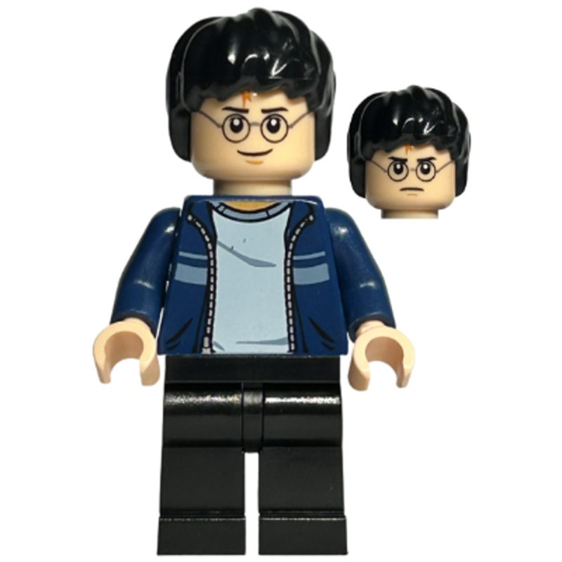 LEGO Minifigure hp087 Harry Potter – Dark Blue Open Jacket with Stripe, Black Legs