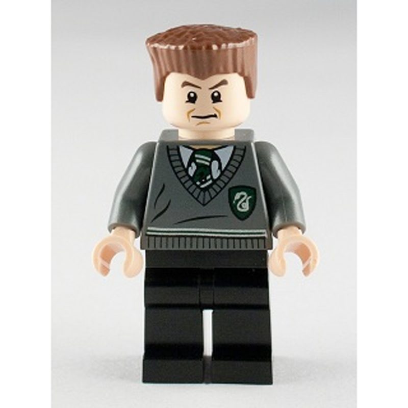 LEGO Minifigure hp132 Gregory Goyle – Dark Bluish Gray Slytherin Sweater, Black Legs, Reddish Brown Flat Top