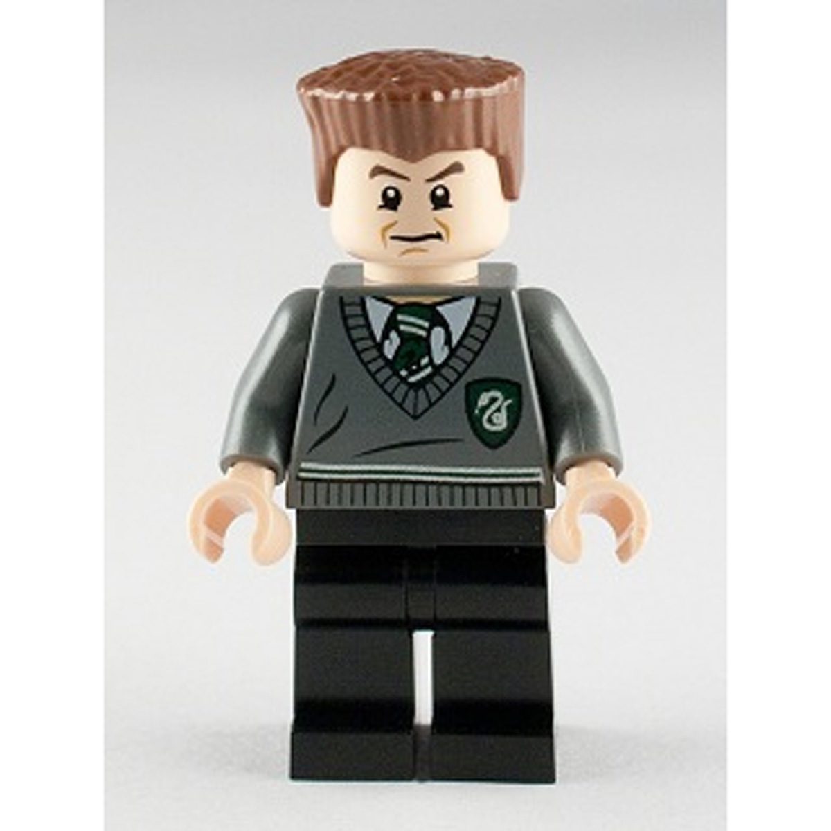 LEGO Minifigure hp132 Gregory Goyle – Dark Bluish Gray Slytherin Sweater, Black Legs, Reddish Brown Flat Top