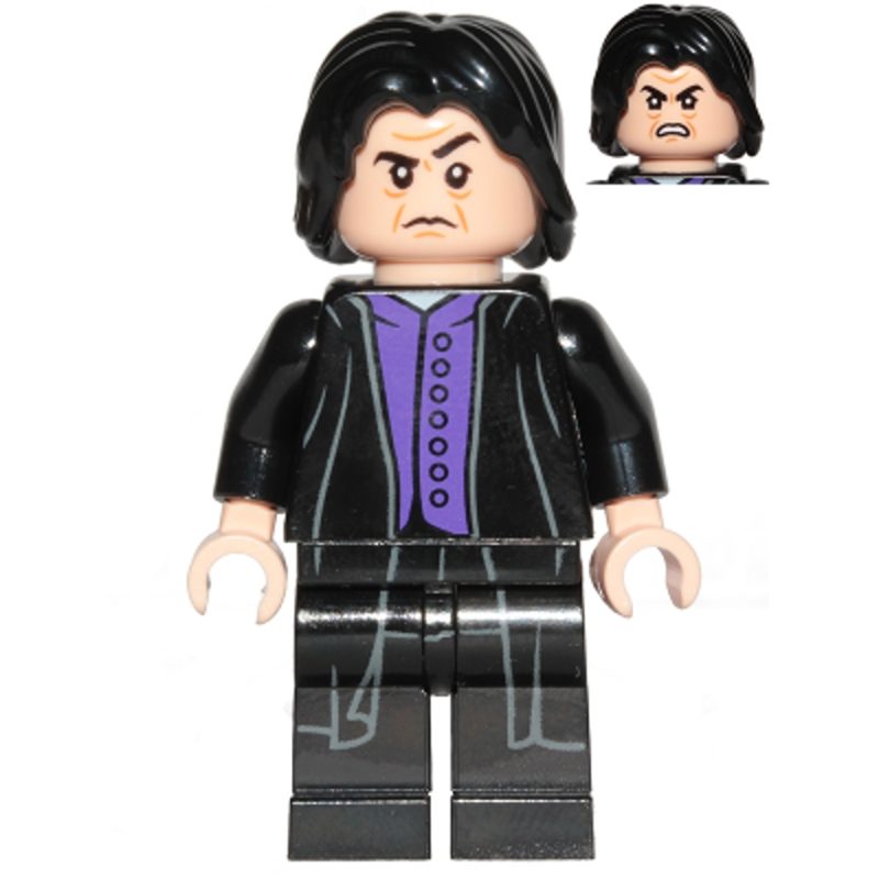 LEGO Minifigure hp134a Professor Severus Snape – Dark Purple Shirt, Black Robes, Printed Legs, Shirt Tail