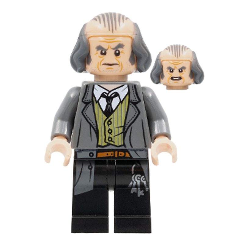 LEGO Minifigure hp140 Argus Filch – Bald on Top, Dark Bluish Gray Jacket