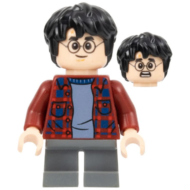 LEGO Minifigure hp143 Harry Potter – Dark Red Plaid Flannel Shirt, Dark Bluish Gray Short Legs
