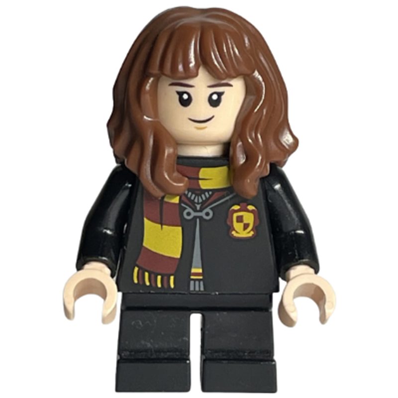 LEGO Minifigure hp208 Hermione Granger – Hogwarts Robe Clasped with Gryffindor Shield, Black Short Legs