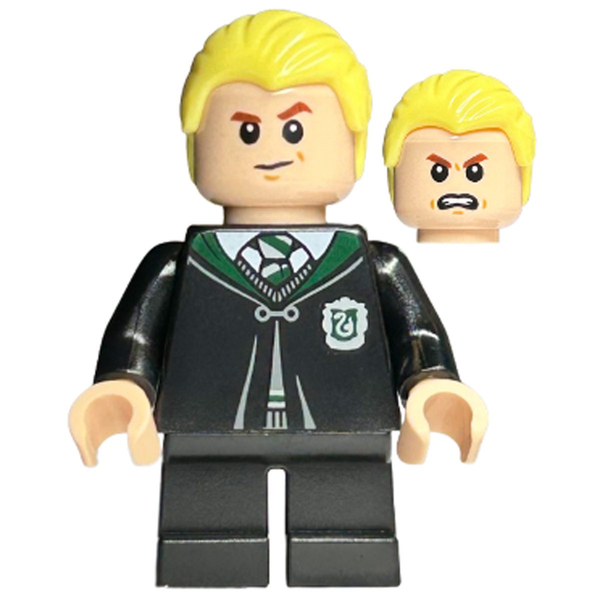 LEGO Minifigure hp254 Draco Malfoy – Black Torso Slytherin Robe, Black Short Legs