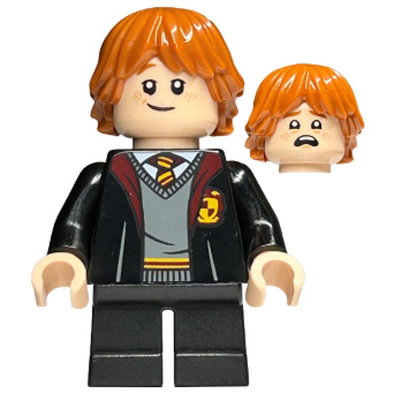 LEGO Minifigure hp283 Ron Weasley – Gryffindor Robe, Sweater, Shirt and Tie, Black Short Legs