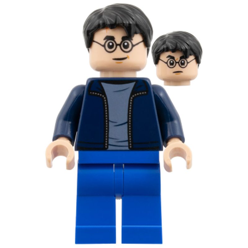 LEGO Minifigure hp338 Harry Potter – Dark Blue Open Jacket over Sand Blue Shirt, Blue Legs