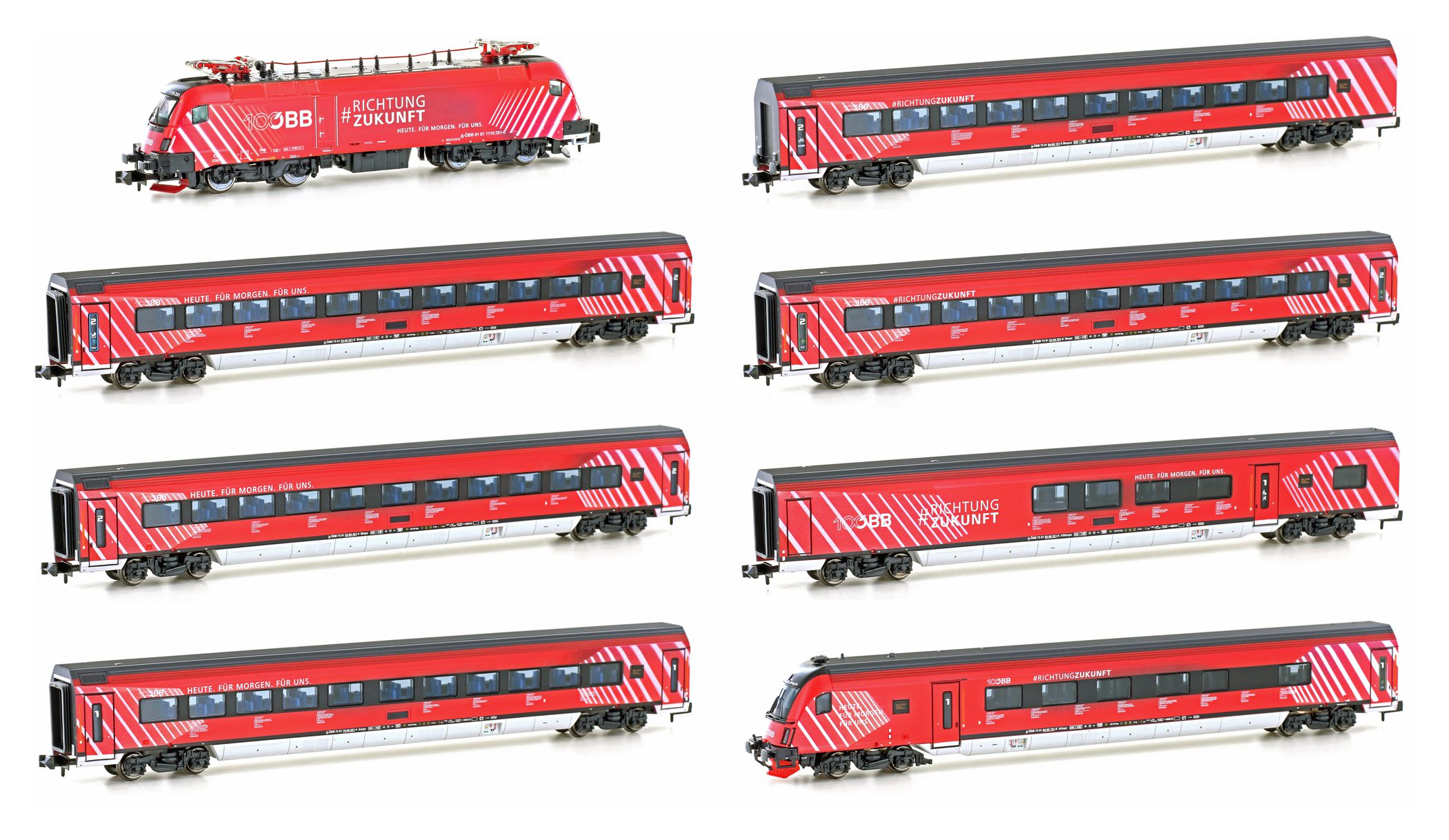 Hobbytrain 8 pcs. Passenger Train with Rh 1116 “100 Years ÖBB” Railjet, Epoch VI H25227
