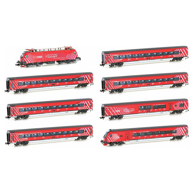 Hobbytrain 8 pcs. Passenger Train with Rh 1116 “100 Years ÖBB” Railjet, Epoch VI H25227