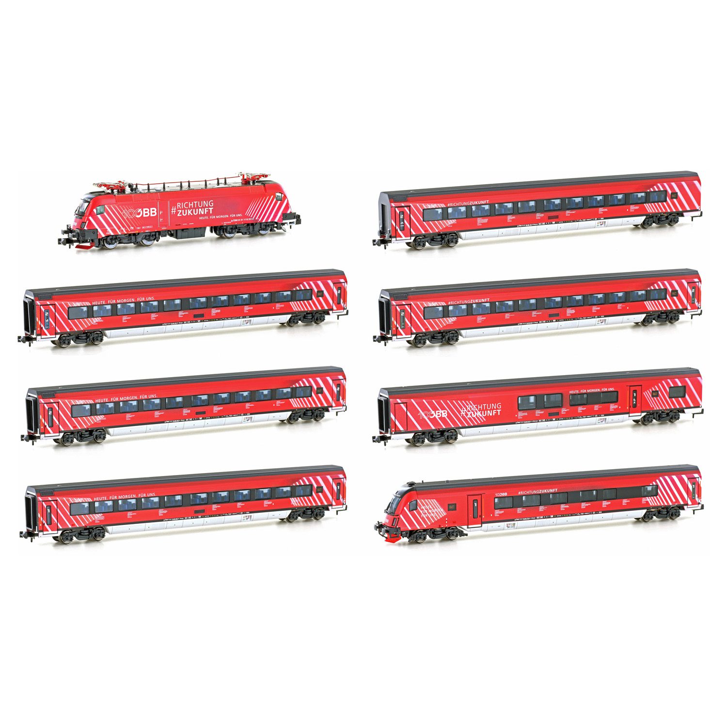 Hobbytrain 8 pcs. Passenger Train with Rh 1116 “100 Years ÖBB” Railjet, Epoch VI H25227