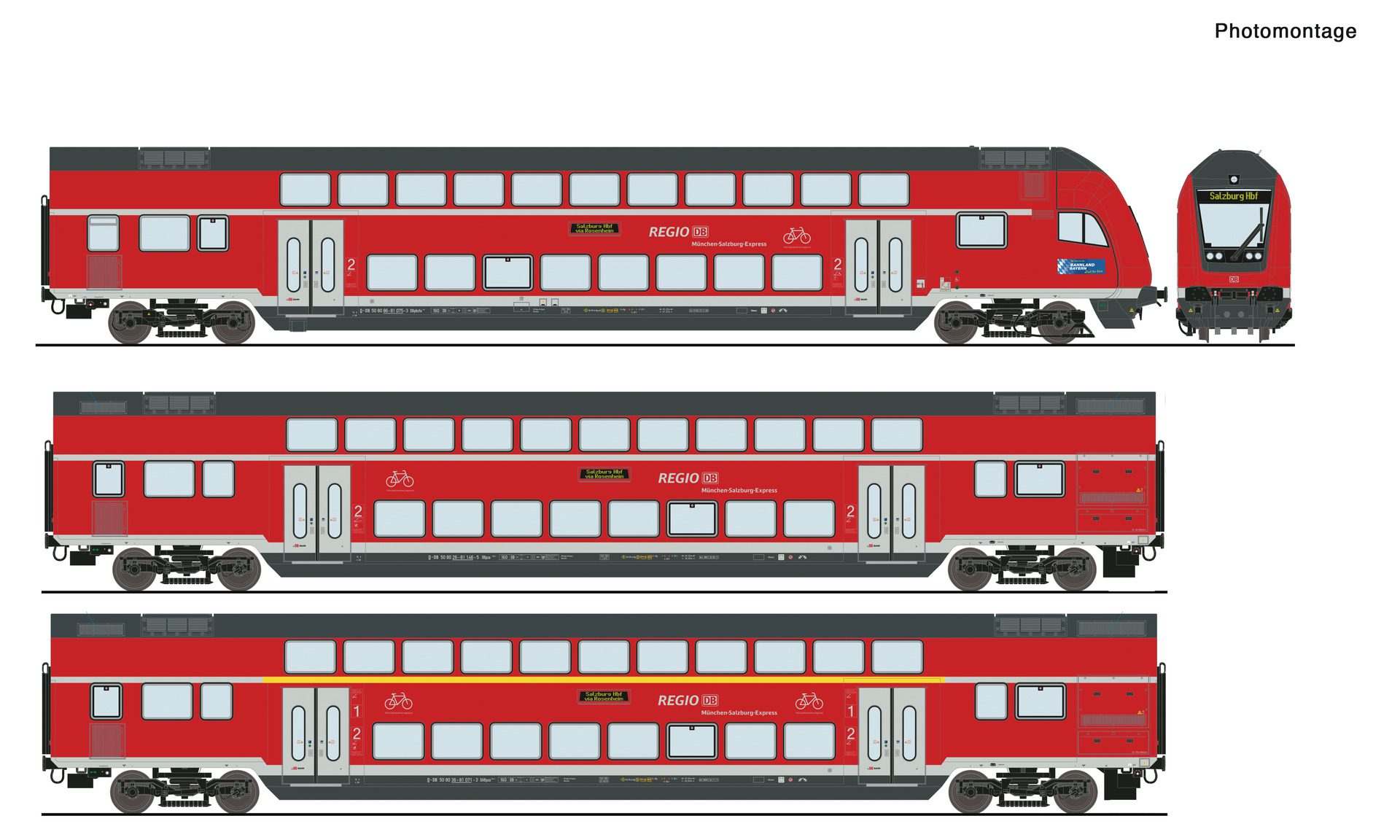 Roco 3 Piece Set: Double-Deck Coaches, DB AG 6210144