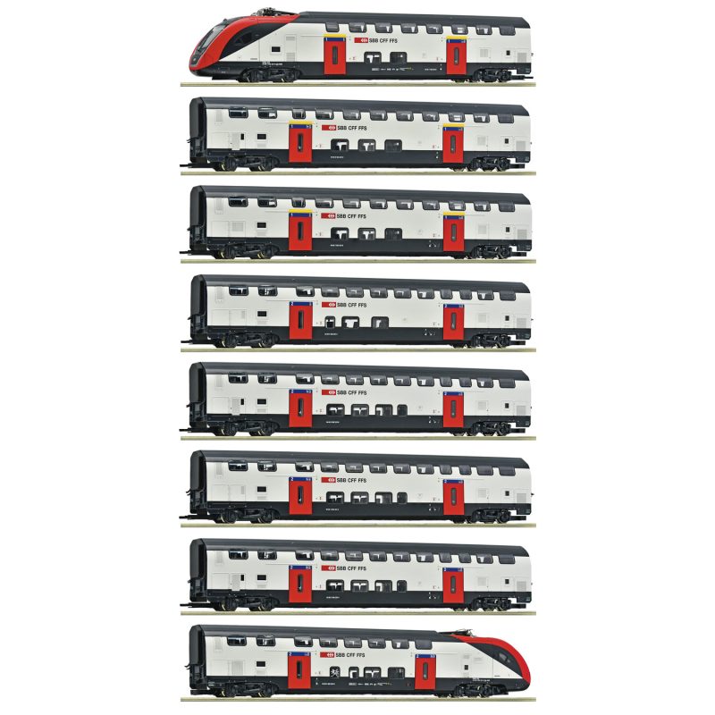 Roco 8-Piece Set: Long-Distance Double-Deck Train RABe 502, SBB 7710007