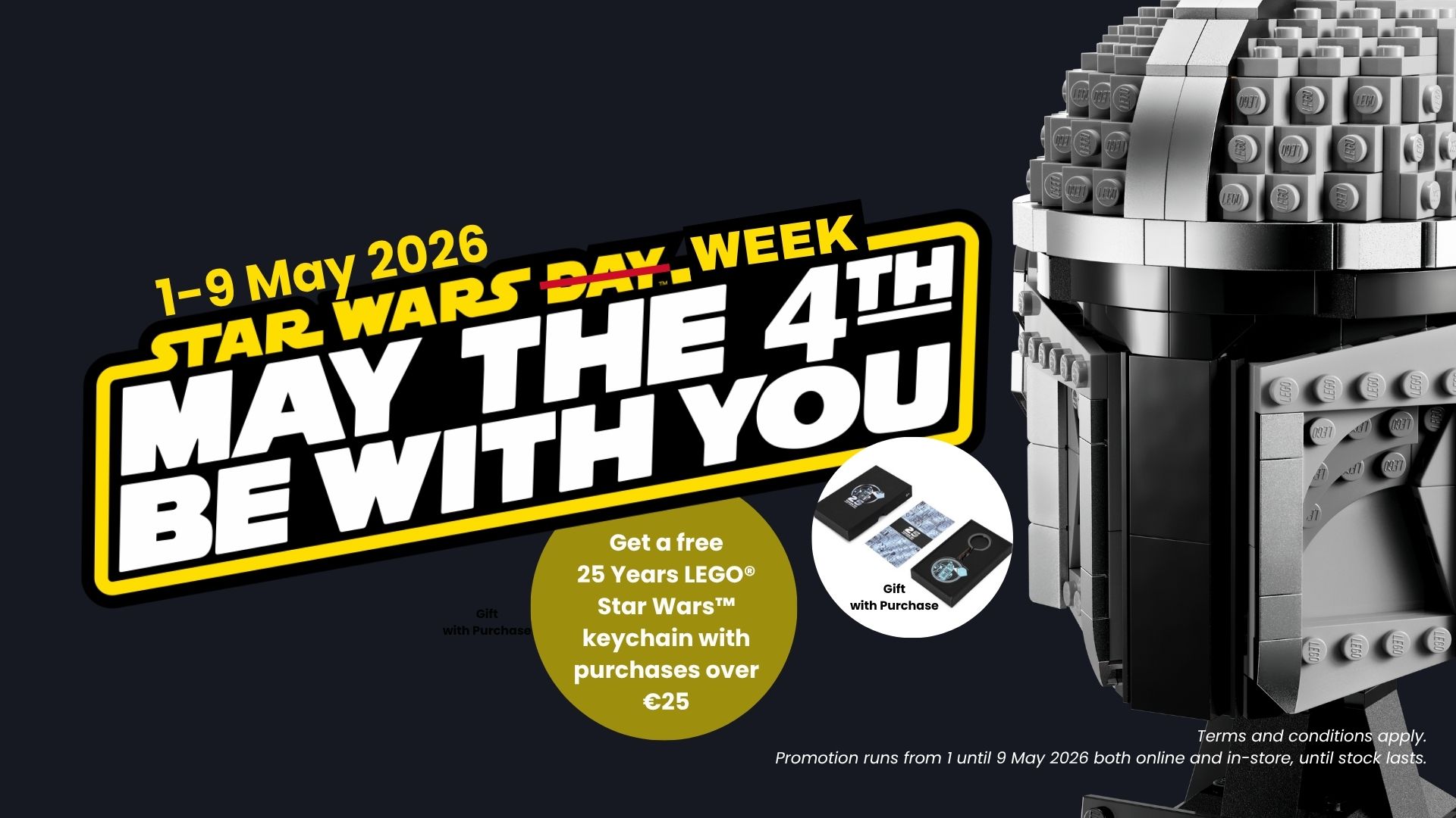 Star Wars Week Promo 2026 - Get a free 25 Years LEGO® Star Wars™ keychain with purchases over €25
